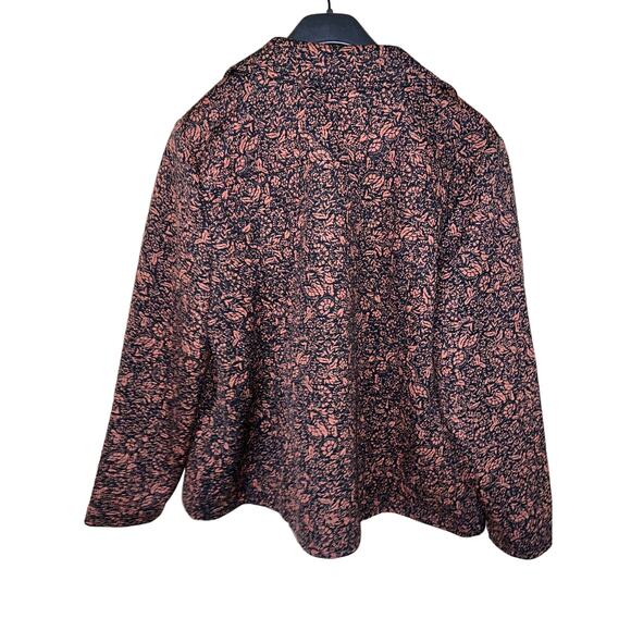 Isaac Mizrahi Live PLUS 1X MOTO JACKET Quilted Floral Print Brown Black QVC NEW - Picture 4 of 11